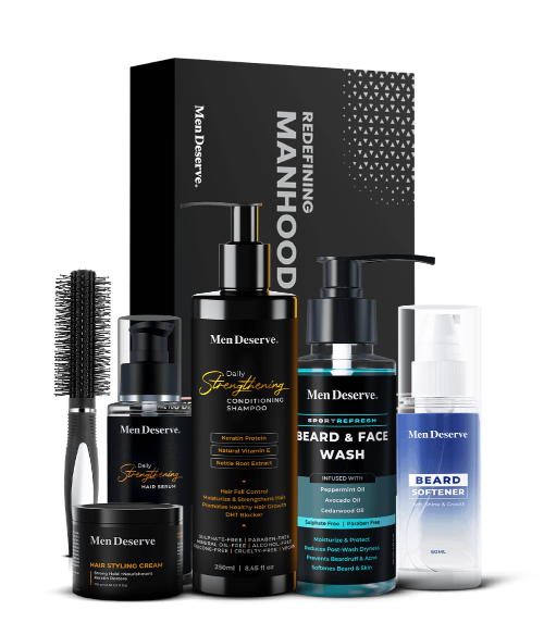 Men Grooming Combo of Quality Hair Care and Beard Care Products - Men Deserve