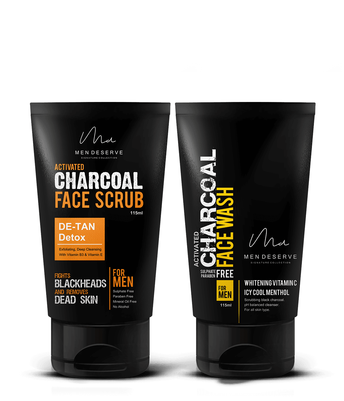 Skin Care Combo of Charcoal Face Scrub and Charcoal Face Wash - Men Deserve
