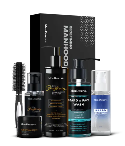 Men Grooming Combo of Quality Hair Care and Beard Care Products - Men Deserve
